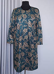 Жіноче трикотажне плаття зеленого кольору в квітковий принт з 52 по 64 р