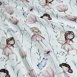 Муслін у квадратики з цифровим друком digital "Феї та дзвіночки"