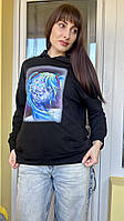 Чорне худі з сублімацією/друком принту/малюнка