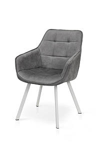Крісло Тандем, білий/ велюр світл-сірий