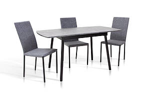 Стіл Соло 110(+35)*70 чорний метал/мрамор темн