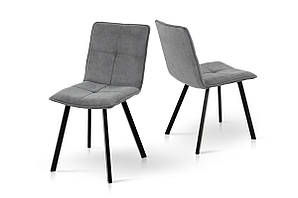 Стілець Тетріс, метал чорний/ тканина світло сір--