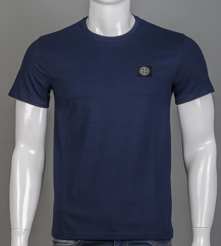 Футболка чоловіча Stone Island 2409м Нашивка (Уп.4шт M-XXL), Темно-синій