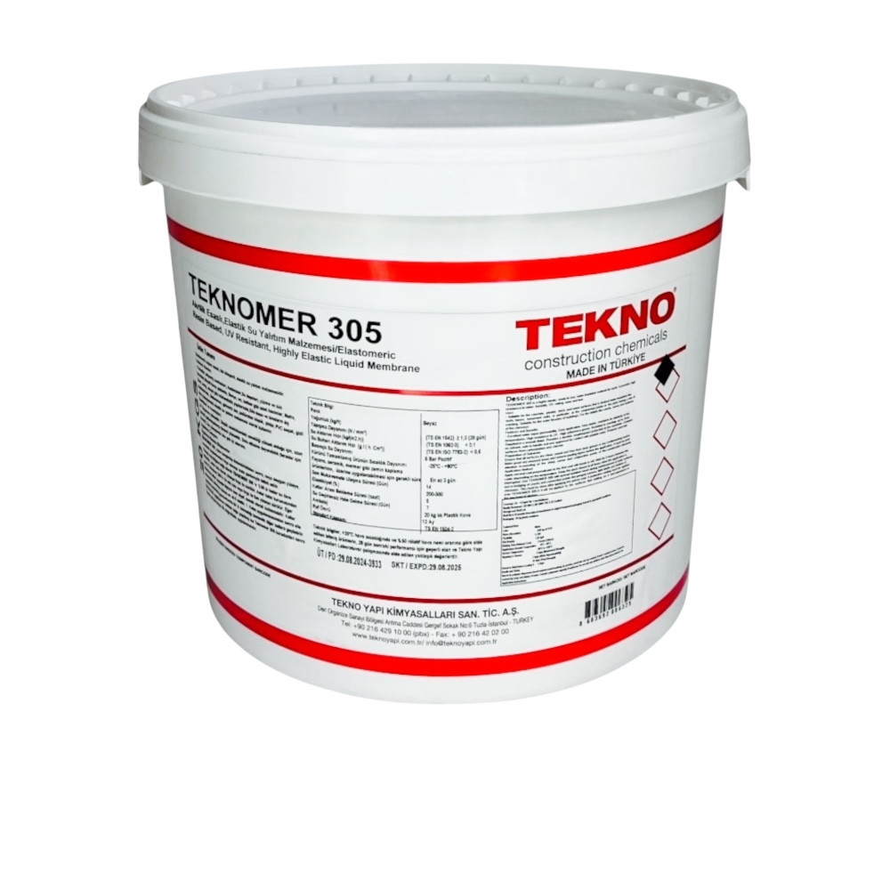 Акрилова еластична гідроізоляція стійка до УФ-випромінювання для балконів та терас Teknomer 305 20 кг., фото 1