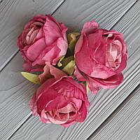 Троянди з тканини (головка без листя) яскраво рожеві — 8 см