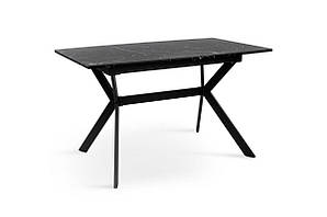 Стіл Хьюстон 130(+40)*77 чорний метал/мрамор чорн