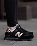 Жіночі кросівки демісезонні New Balance 574 весна осінь чорні. Живе фото, фото 3