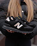 Жіночі кросівки демісезонні New Balance 574 весна осінь чорні. Живе фото, фото 10