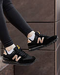 Жіночі кросівки демісезонні New Balance 574 весна осінь чорні. Живе фото, фото 8