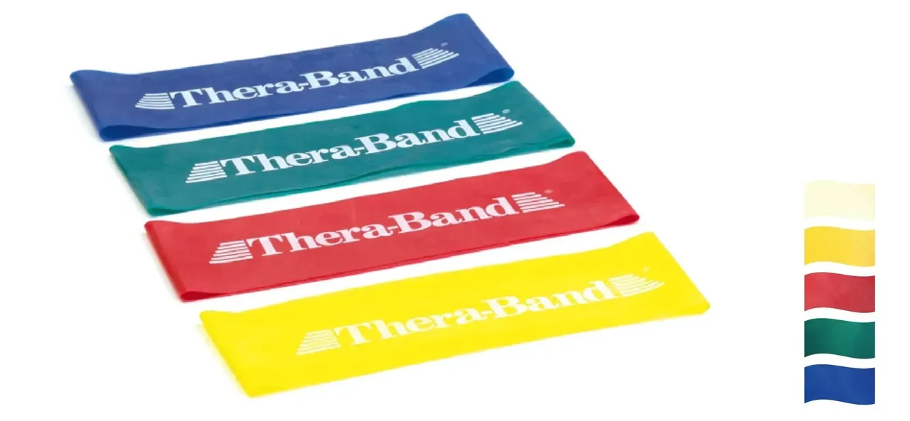 Замкнена стрічка-еспанд TheraBand для фітнесу та спорту 30,5 см x 7,6 см Жовта/тонка, фото 1
