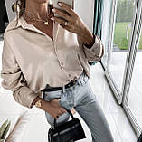 Жіноча блузка шовк 42-46,48-52 чорний, бежевий, смарагд, електрик, малина, фото 4