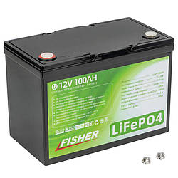 Літій-ферумний акумулятор Fisher FT12100 LiFePO4 100Ah. Купити акумулятор для човнового електродвигуна