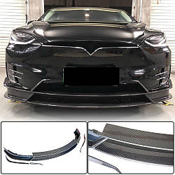 Накладка на передній бампер Lip Карбон V1 (2016-2020) для Tesla Model X