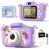 Дитячий фотоапарат Єдиноріг з іграми фото відео картою пам'яті Фіолетовий (60707), фото 8