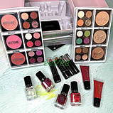 Набір косметики для макіяжу у валізці для дівчат жінок Сріблястий (60711), фото 6