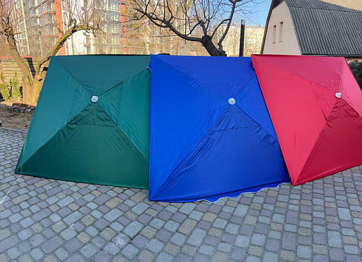 Торгова парасолька 2х2 клапан, срібло, біла труба,прошиті кути, фото 1