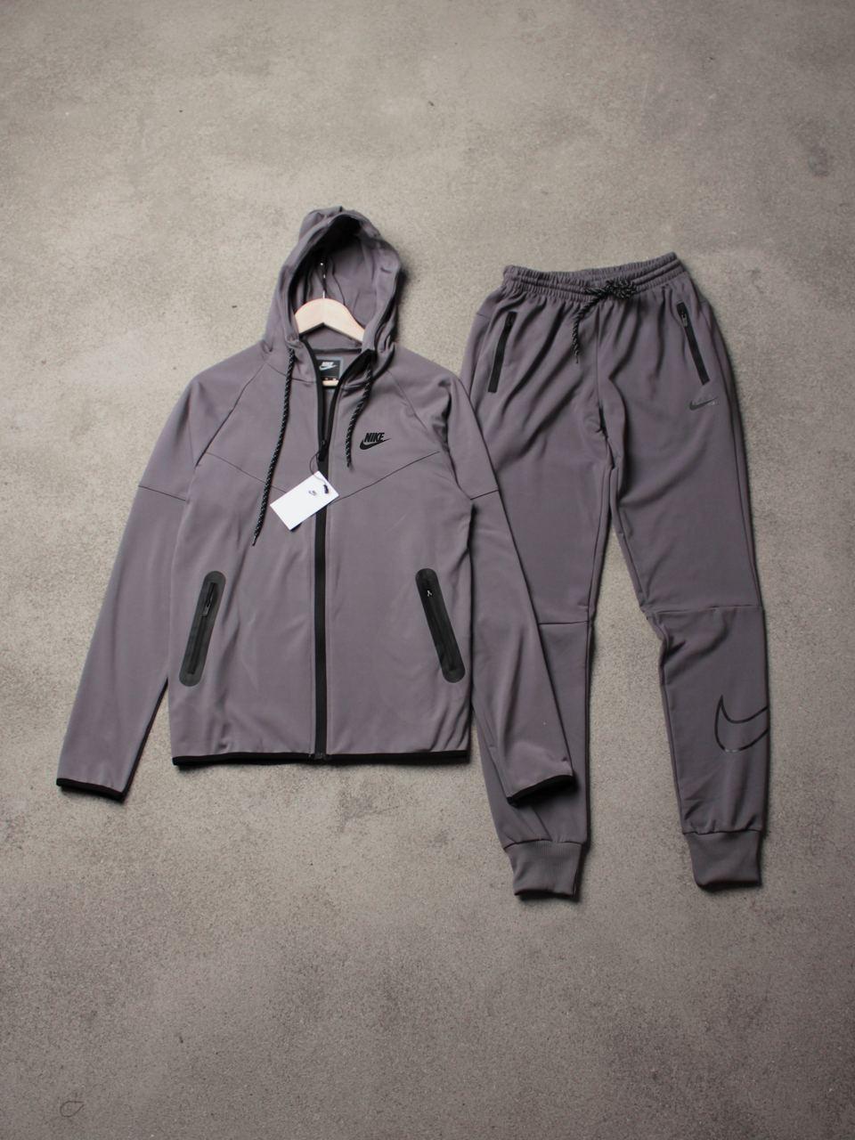 Спортивний костюм чоловічий Nike Tech весняний осінній кофта штани найк теч сірий