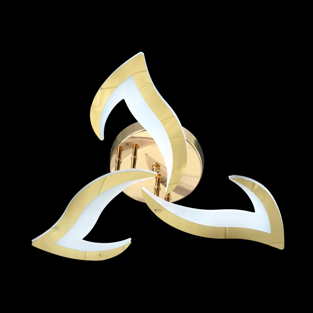 Світлодіодна стельова люстра "Три пелюстки", 42 Вт, золото