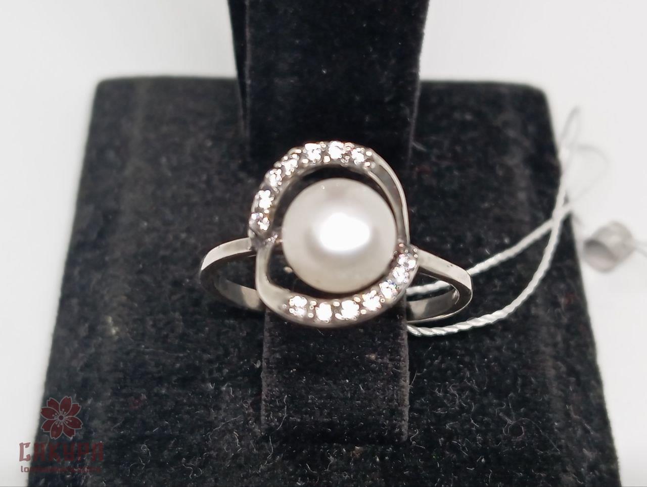 Срібна Каблучка зі вставкою перлина, фото 1