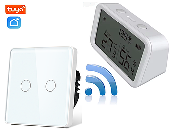 WIFI автоматизація клімату 1DAL ClimeKit WF4W | Датчик вологості, темп. + Сенсорний вимикач (2кл.) Білий