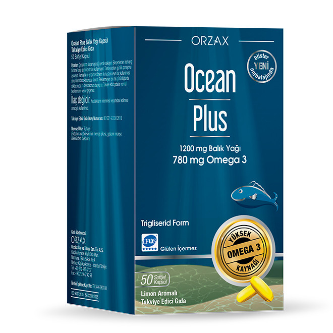 Дієтична добавка OMEGA 3 Orzax Ocean Plus, рибний жир 50 капсул