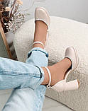 Жіночі бежеві туфлі на стійких підборах відкриті боки стрази 38, фото 8