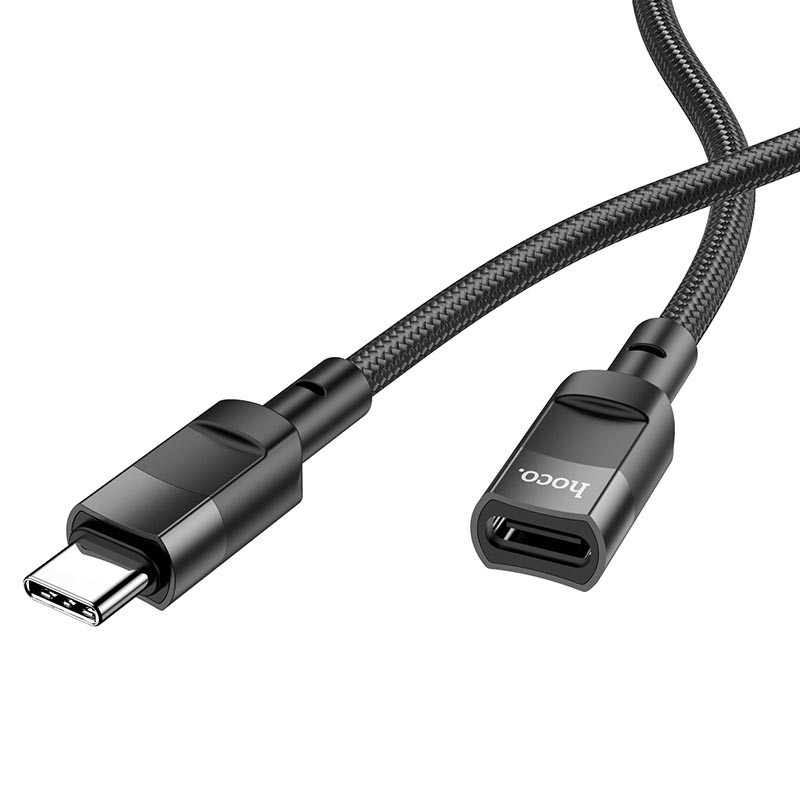 Перехідник Hoco U107 Type-C male to Type-C female USB2.0 (1.2m) Black
