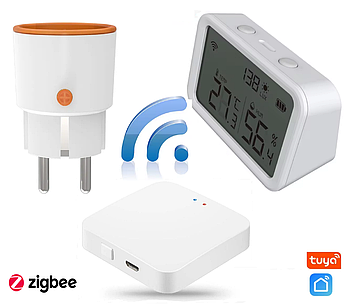 ZigBee автоматизація клімату 1DAL ClimeKit ZB1 | Датчик вологості та температури + Розетка + Хаб | APP "Tuya"