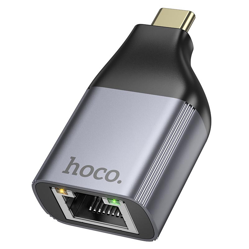 Перехідник Hoco UA35 Type-C to RJ45 Metal grey
