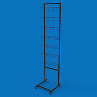 Стелаж сітчастий Єва-40 на 7 секцій з одинарними гачками, чорний