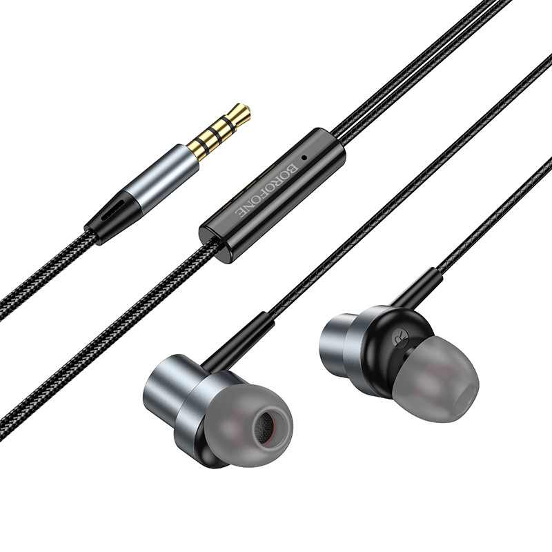 Навушники провідні вакуумні з мікрофоном BOROFONE BM87 Element |AUX, 1,2м| Сірий, фото 1