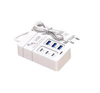 Адаптер блок живлення USB на 6 портів зарядний пристрій 3а 5 вольт 35W