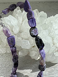 Буси з природним каменем чароїт