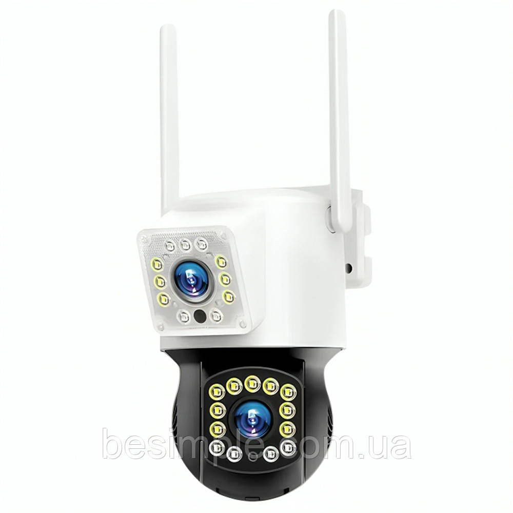 Вулична камера відеоспостереження з 2 камерами та WiFi, 5МР / WiFi камера / Вайфай камера спостереження, фото 1