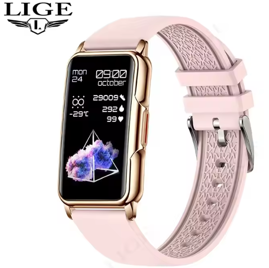Розумні смарт годинник Lige 622 Smart Watch для Android і iOS, пульсометром, тонометром, крокоміром (рожеві)