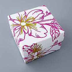 Подарункова коробочка з вкладишем, Рожево-Золотисті Квіти