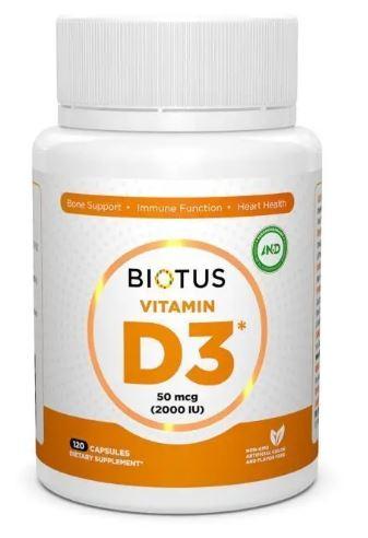 Вітамін D3, Vitamin D3, Biotus, 2000 МО, 120 капсул