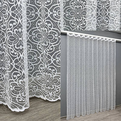 Готова тюль (3х2,7м.) Гіпюр. Колір білий. Код 1587т 42-0549