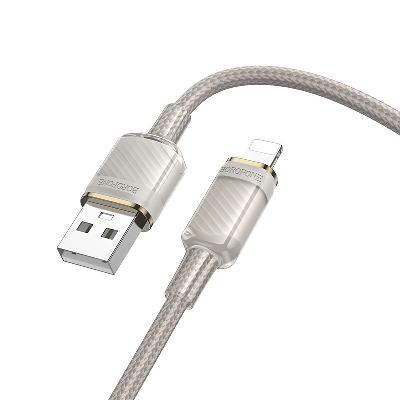 Кабель для зарядки телефона Lightning Apple Iphone BOROFONE BU56 Succeed |1,2м, 2.4A| Сірий, фото 1