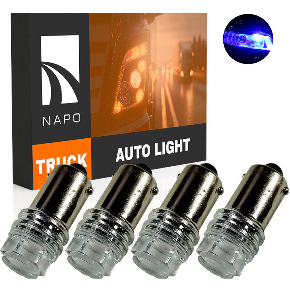 Комплект світлодіодних ламп для вантажівок NAPO TRUCK BA9S-2835-3smd 24V T4W Ba9s колір світіння синій 4 шт, фото 1