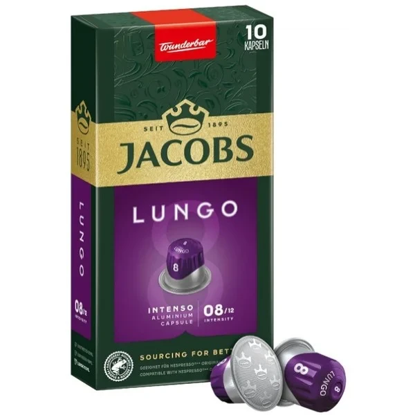 Кава в капсулах Jacobs Lungo 8 Intenso, 10 капсул Nespresso