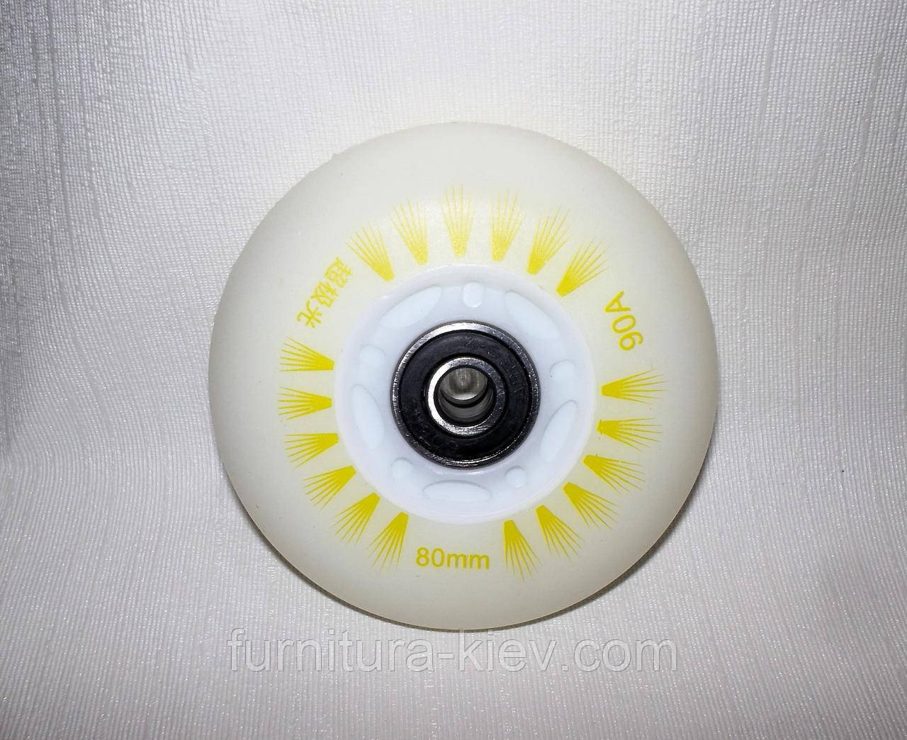 Колесо для роликових ковзанів 80 мм/90А світна, фото 1