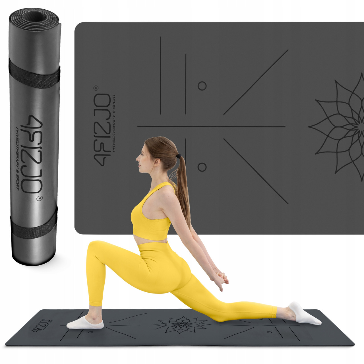 Килимок (мат) спортивний 4FIZJO PU 183 x 68 x 0.4 см для йоги та фітнесу 4FJ0587 Black Poland