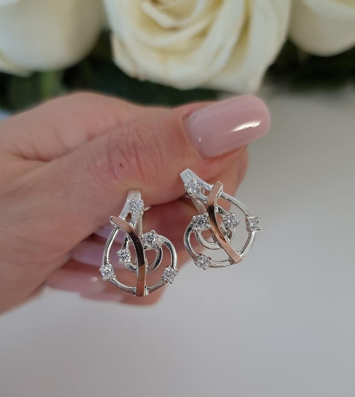 Сережки зі срібла з накладками золота Мистецтво