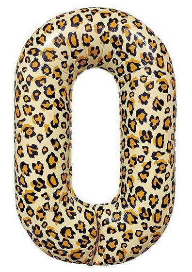 Фольгована цифра, леопардова "0", 100 см в упаковці, фото 1