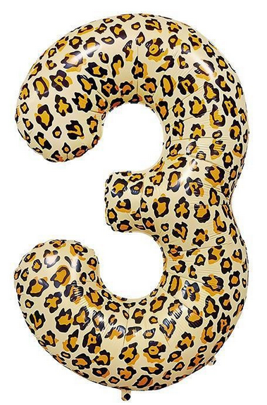Фольгована цифра, леопардова "3", 100 см. в упаковці., фото 1