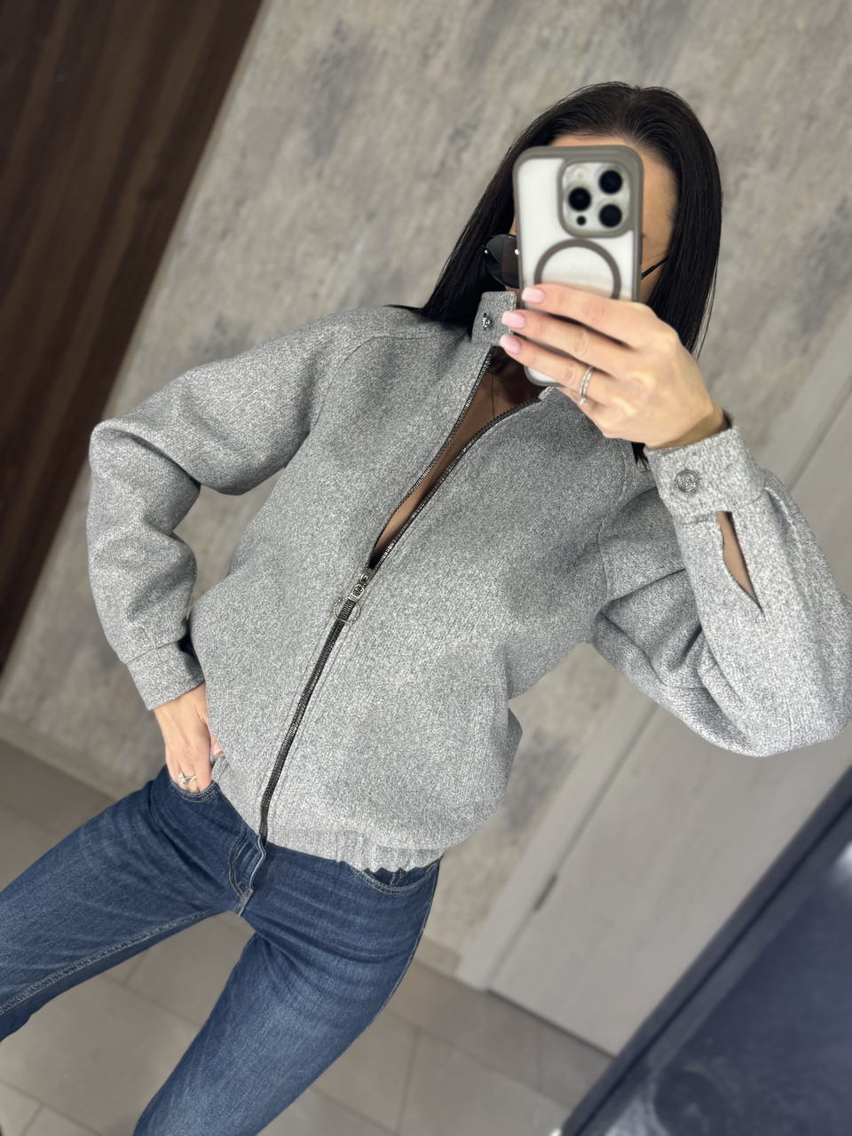 Куртка бомбер на блискавці кашемір із підкладкою