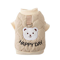 Куртка для тварин Hippie Dog Тедді 2310SXSL1869 Beige S Happy Day з петлею для повідця