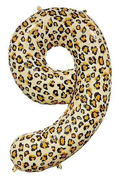 Фольгована цифра, леопардова "9", 100 см. в упаковці., фото 1