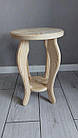Табуретка кухонна, стілець  з круглим сидінням, стільчик  з сосни без покриття, висота 40 см, фото 2